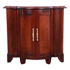 Baker Furniture Regency Cherry Wood Demilune Console or Bar Cabinet, Refinished