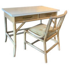 1960's Rattan Writing Desk and Chair by Parzinger for Willow & Reed