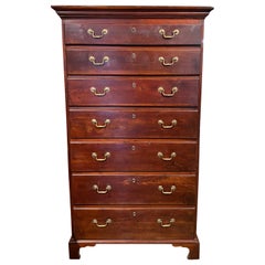 Late 18th C Walnut Seven Drawer Tall Chest, Probably Maryland or Pennsylvania