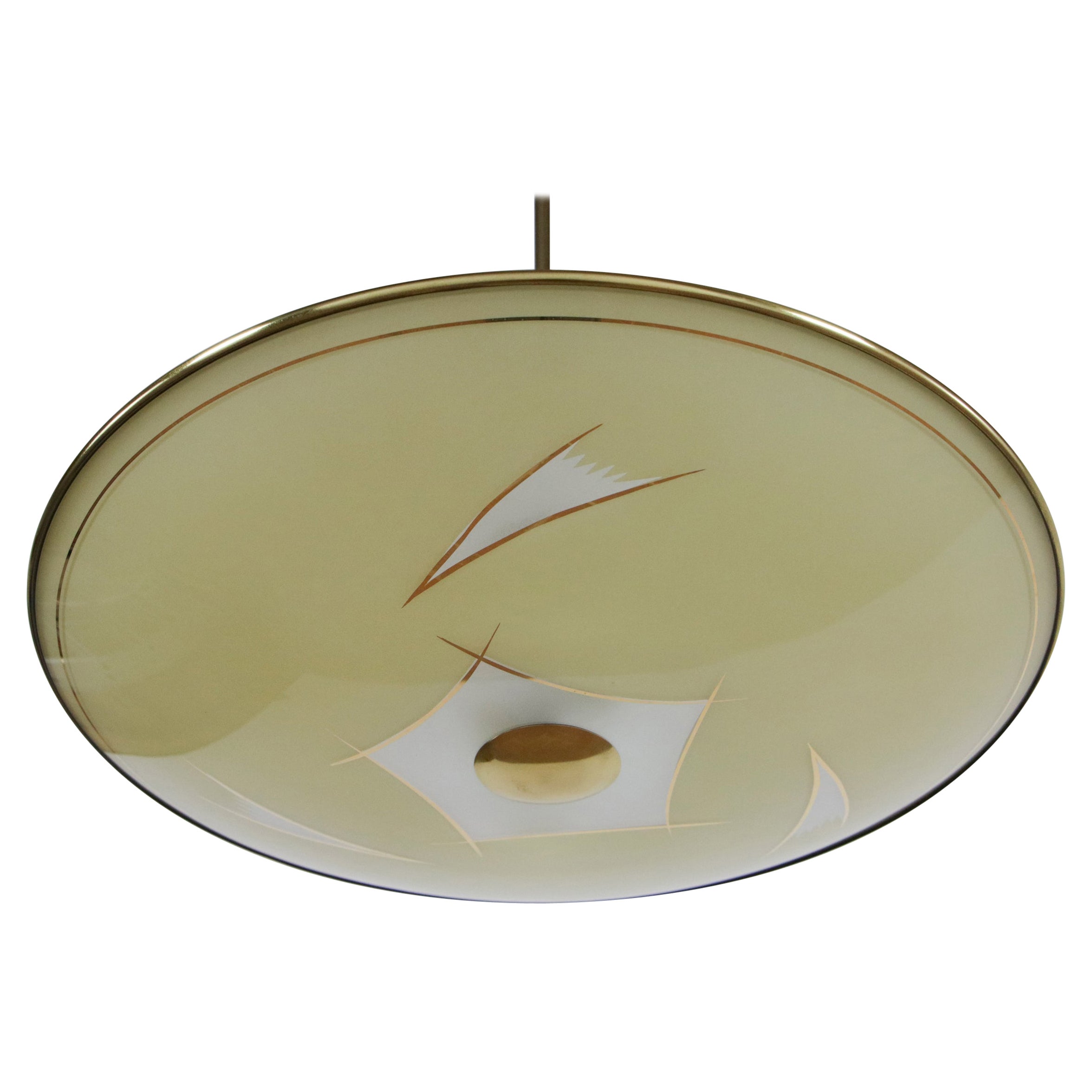 Italian Mid-Century Modern Disc Chandelier or Pendant Lamp, 1950s For Sale