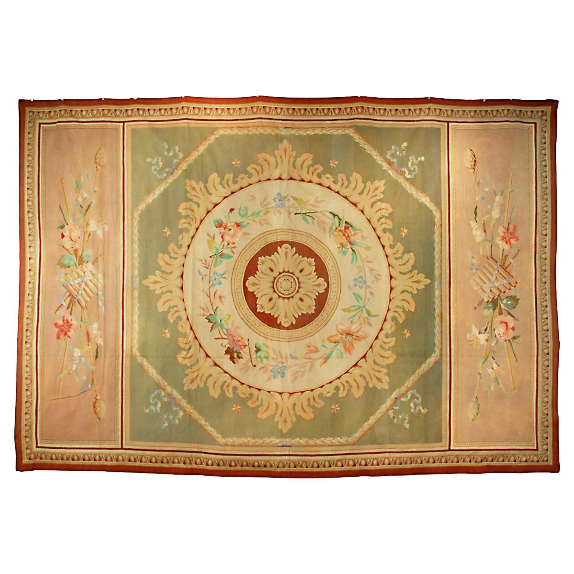 French 19th Century Neo-Classical Empire St. Aubusson Antique Carpet For Sale