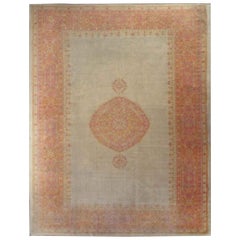 Antique Turkish Oushak Carpet, Pistachio Green