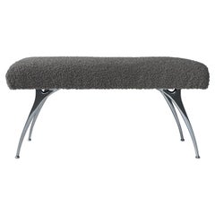 Mid-Century Modern Bench Upholstered in Boucle 