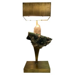 Table Lamp by Ado Chale circa 1965 with Rock Crystal and Tourmaline