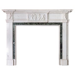 Antique Neo-Classical Statuario Marble Fireplace