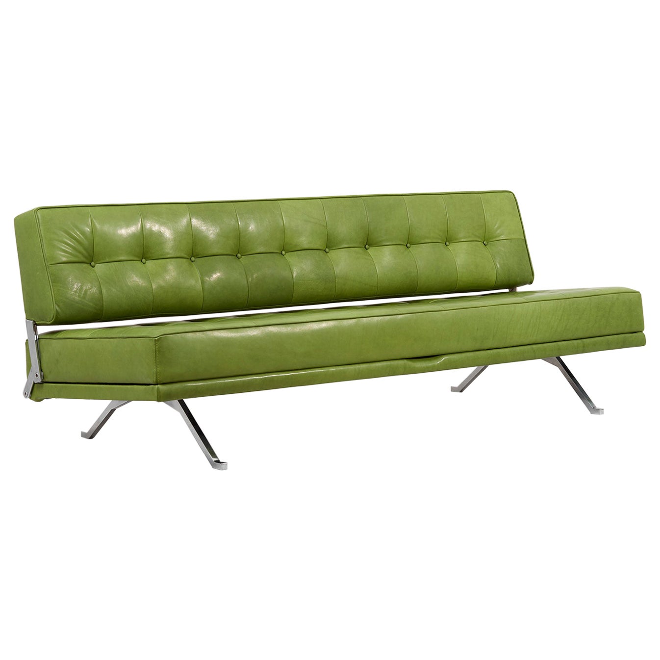 Stunning 1960s Grass Green Leather Sofa at 1stDibs green leather