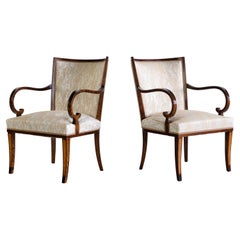 Pair of Carl Malmsten Armchairs in Birch and Satinwood, Bodafors, Sweden, 1930s