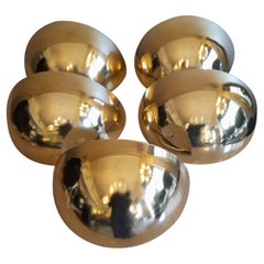 Italian 1970s Golden Brass Half Moon Wall Sconces Set of 5