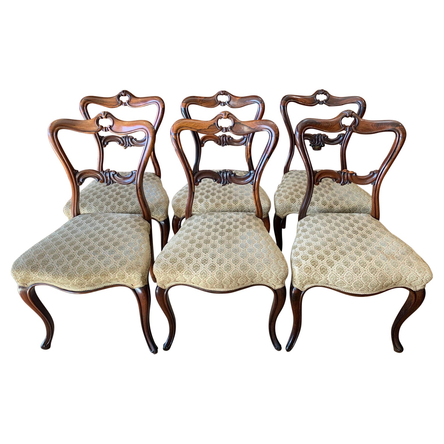Set of Six 19th Century Victorian Rosewood Dining Chairs