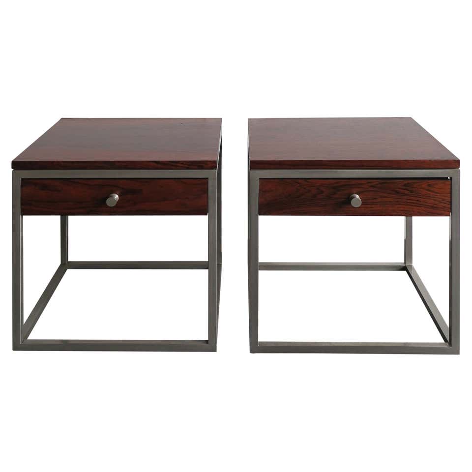 Pair of Distressed Dark Wood Large Nightstands Bedside Chests For Sale ...