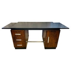 Gilbert Rohde Art Deco Ebony Top Mid-Century Modern Desk / Writing Table, 1950s