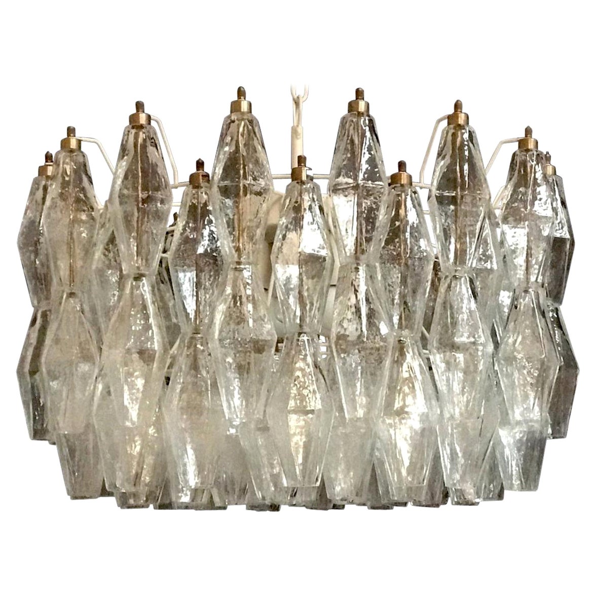 Poliedri Murano Glass Chandelier Carlo Scarpa Style, 1980' For Sale