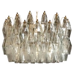 Vintage Poliedri Murano Glass Chandelier Carlo Scarpa Style, 1980'