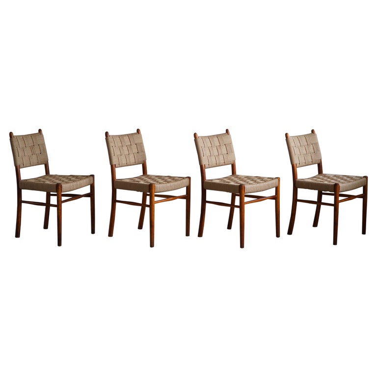 Karl Schrøder, Set of 4 Dining Chairs for Fritz Hansen, "Model 1572", 1930s For Sale
