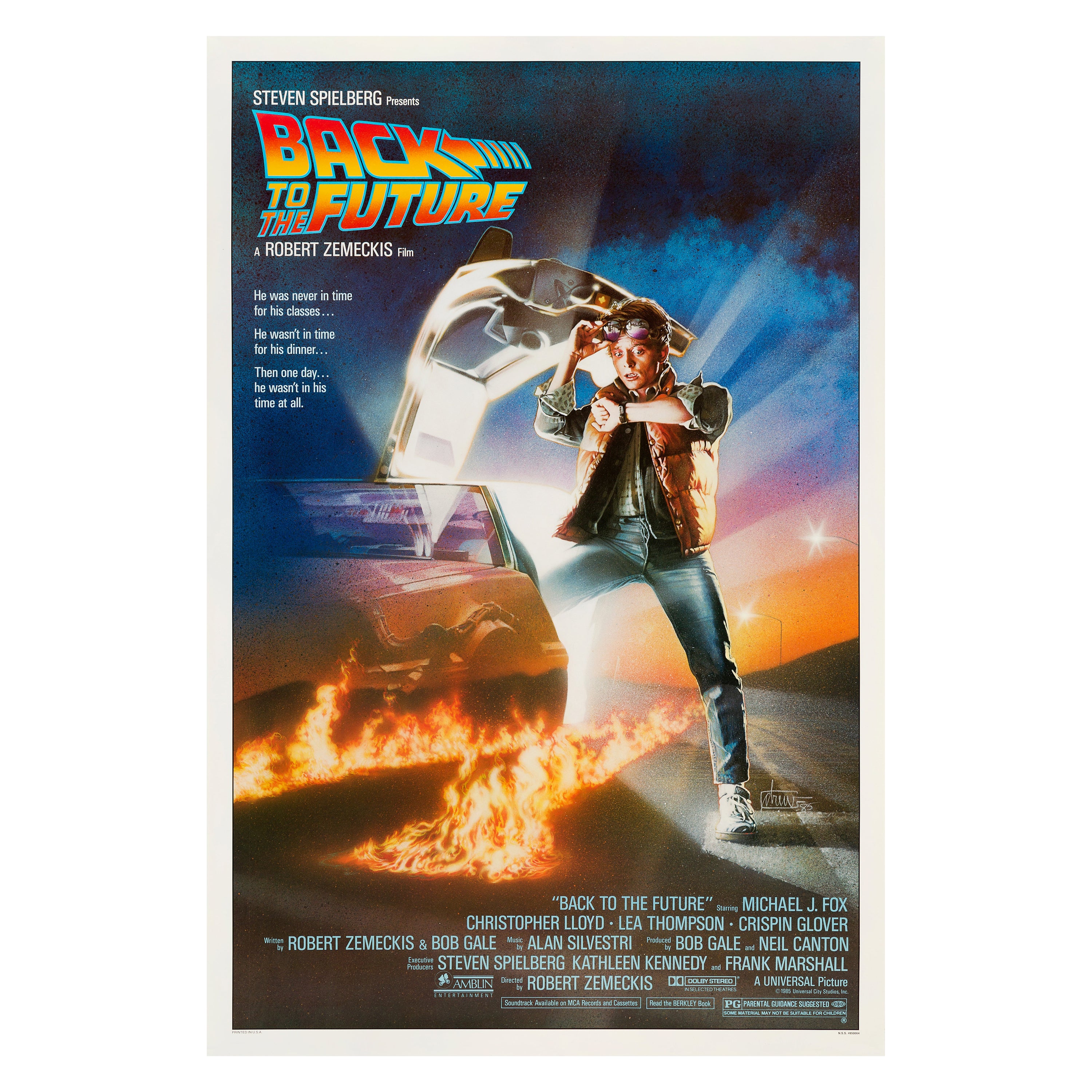 'Back to the Future' Original US One Sheet Movie Poster by Drew Struzan, 1985