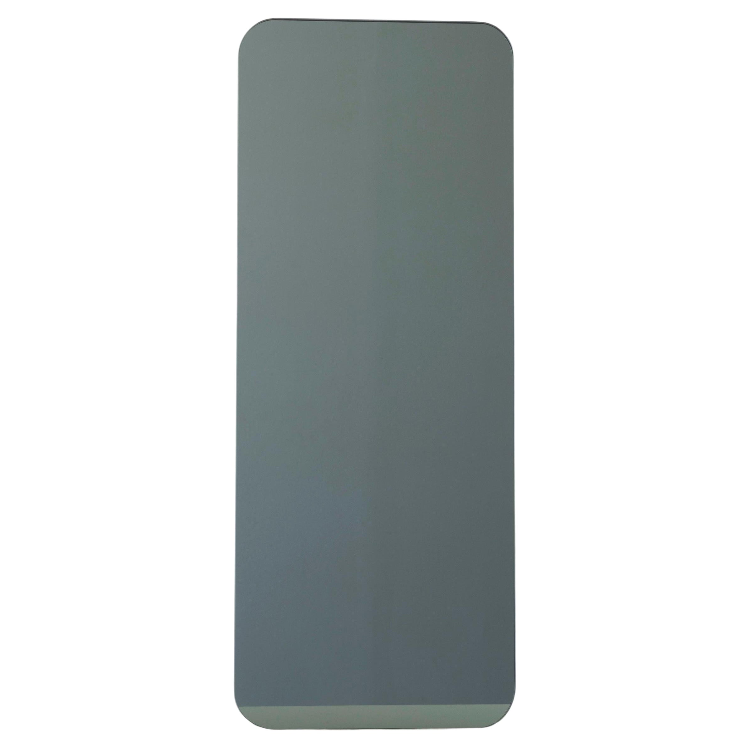Quadris Black Tinted Rectangular Frameless Modern Mirror Floating Effect, Large For Sale