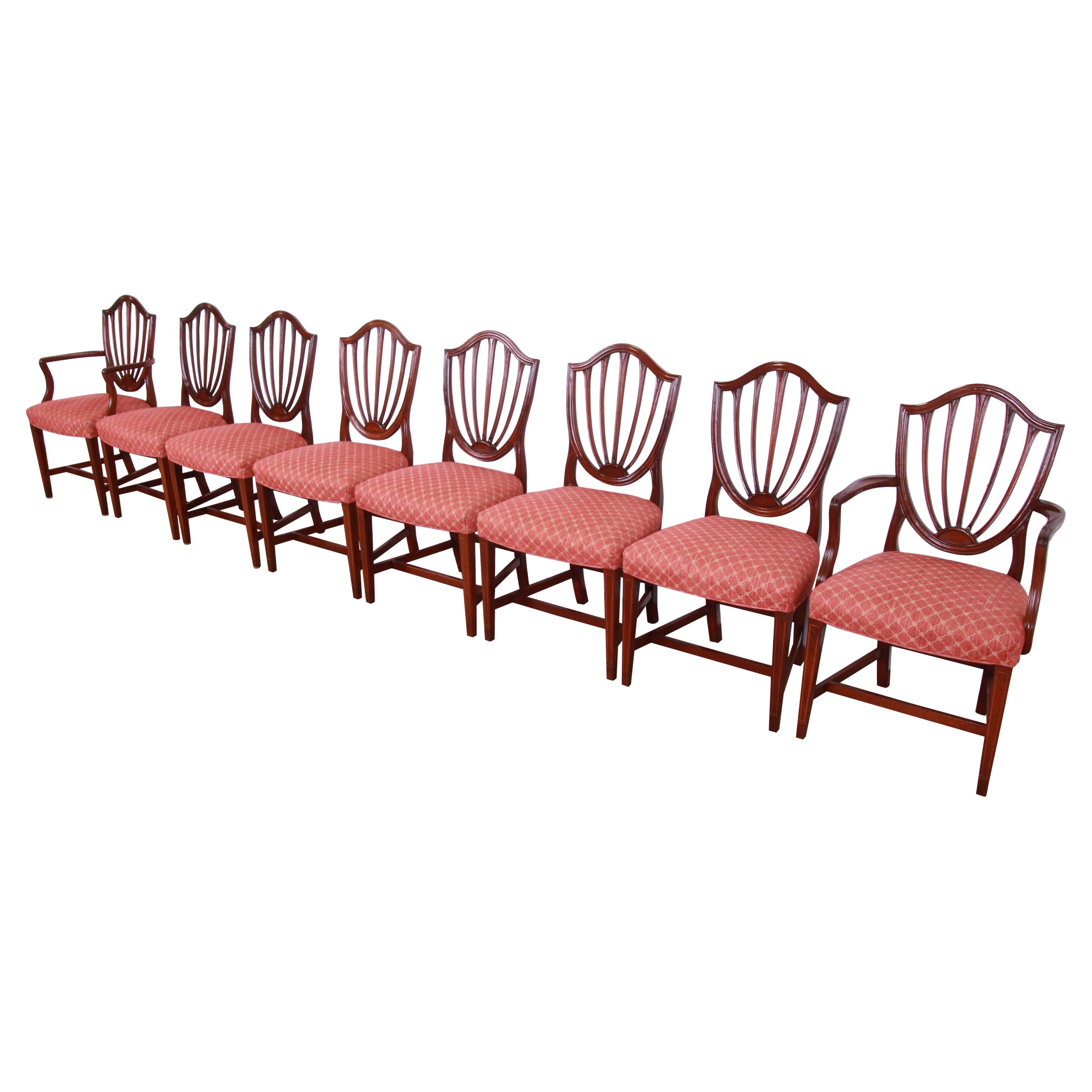 Baker Furniture Historic Charleston Mahogany Shield Back Dining Chairs, Set of 8