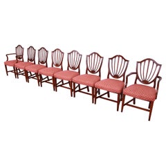 Baker Furniture Historic Charleston Mahogany Shield Back Dining Chairs, Set of 8