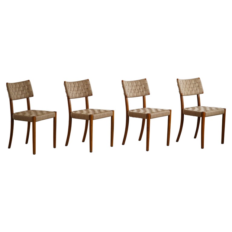 Karl Schrøder, Set of 4 Dining Chairs for Fritz Hansen, "Model 1462", 1930s For Sale