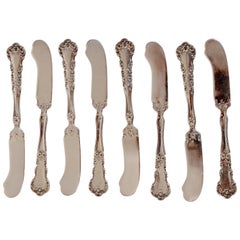 Set of 8 Flat Handled Butter Knife Meriden/International Silver Pansy Pattern