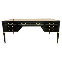 Hollywood Regency Jansen Style Ebony Desk, Writing Table, Louis XVI, Bronze
