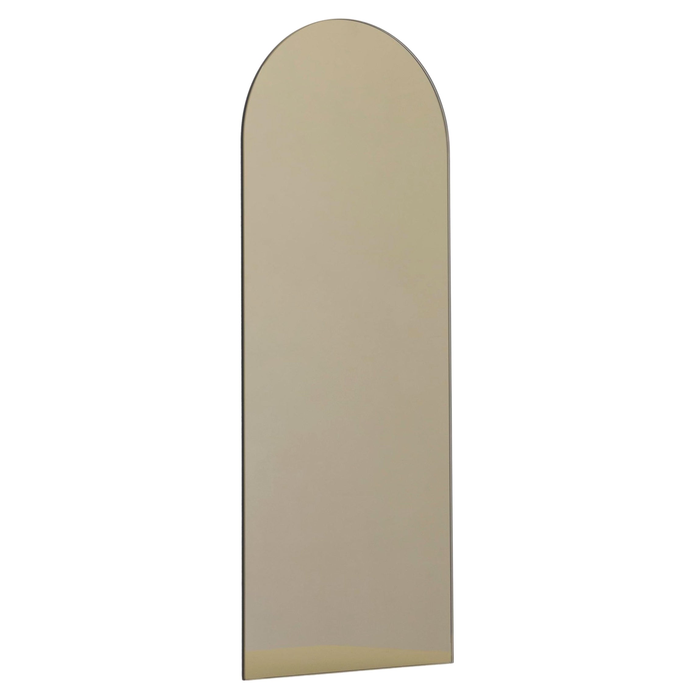 Arcus Bronze Tinted Arched Contemporary Customisable Frameless Mirror, Medium