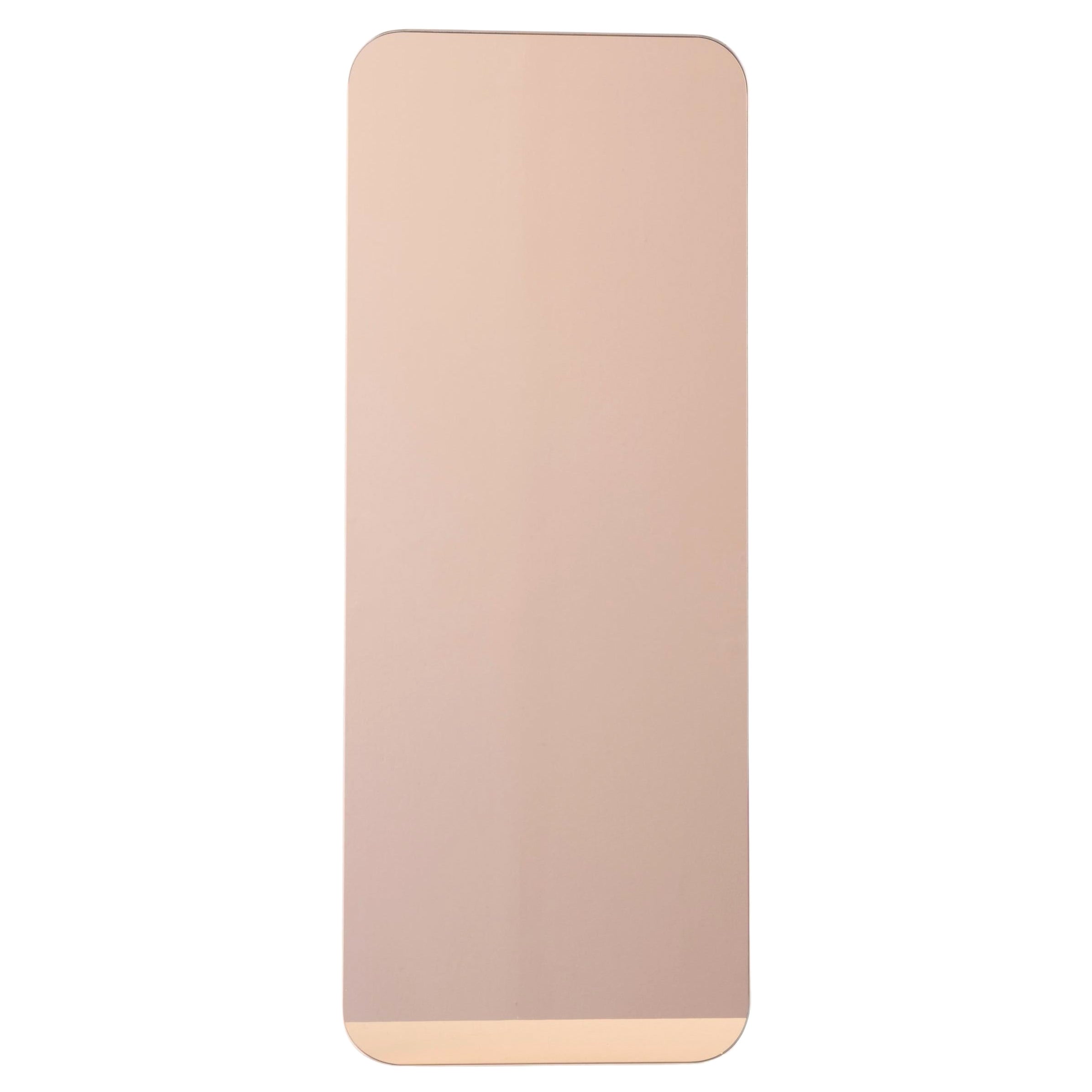 Quadris Rose Gold Rechteckiger Rahmenloser Moderner Spiegel, Medium