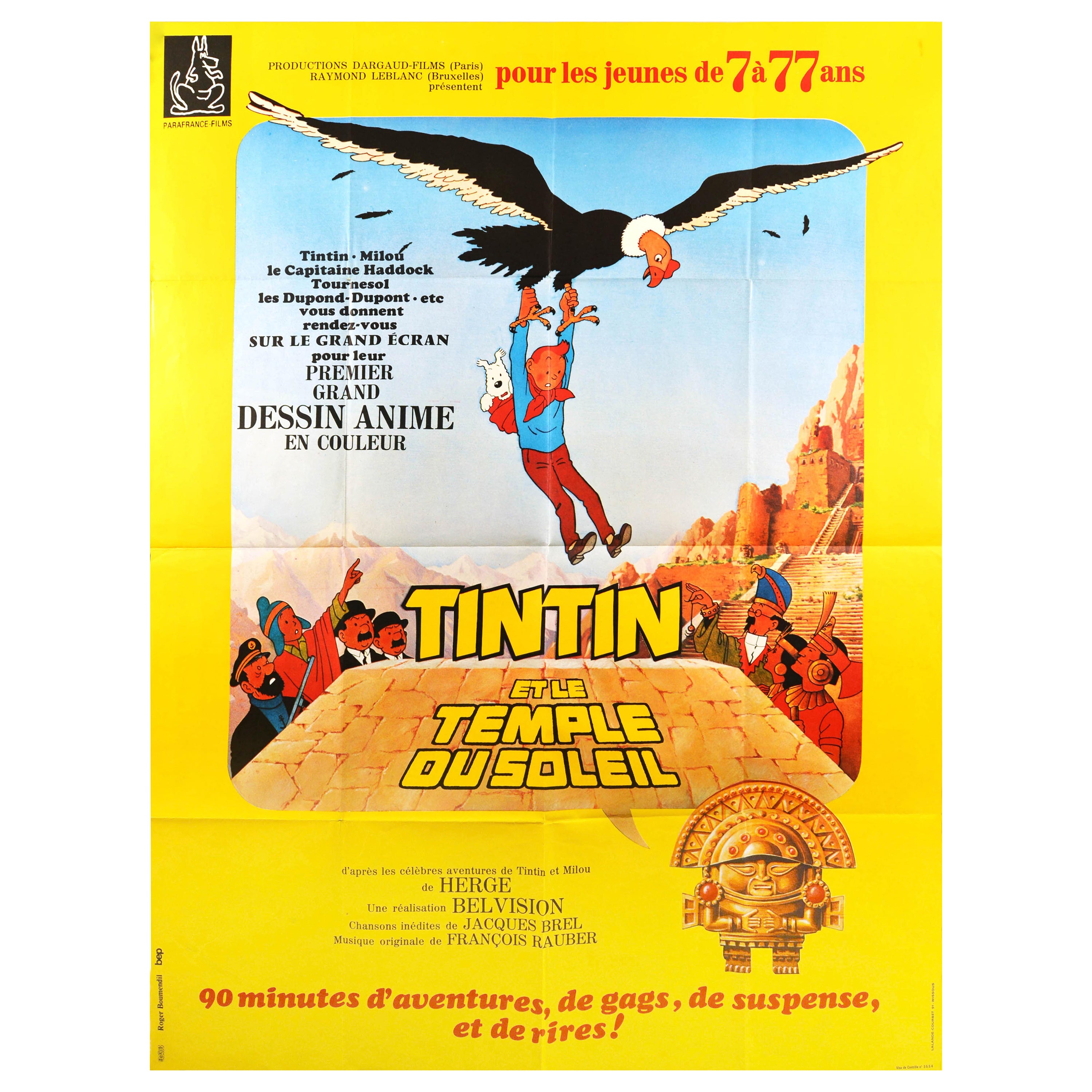 Vintage Tintin  The Temple of The Sun Poster   A3/A2/A1 Print