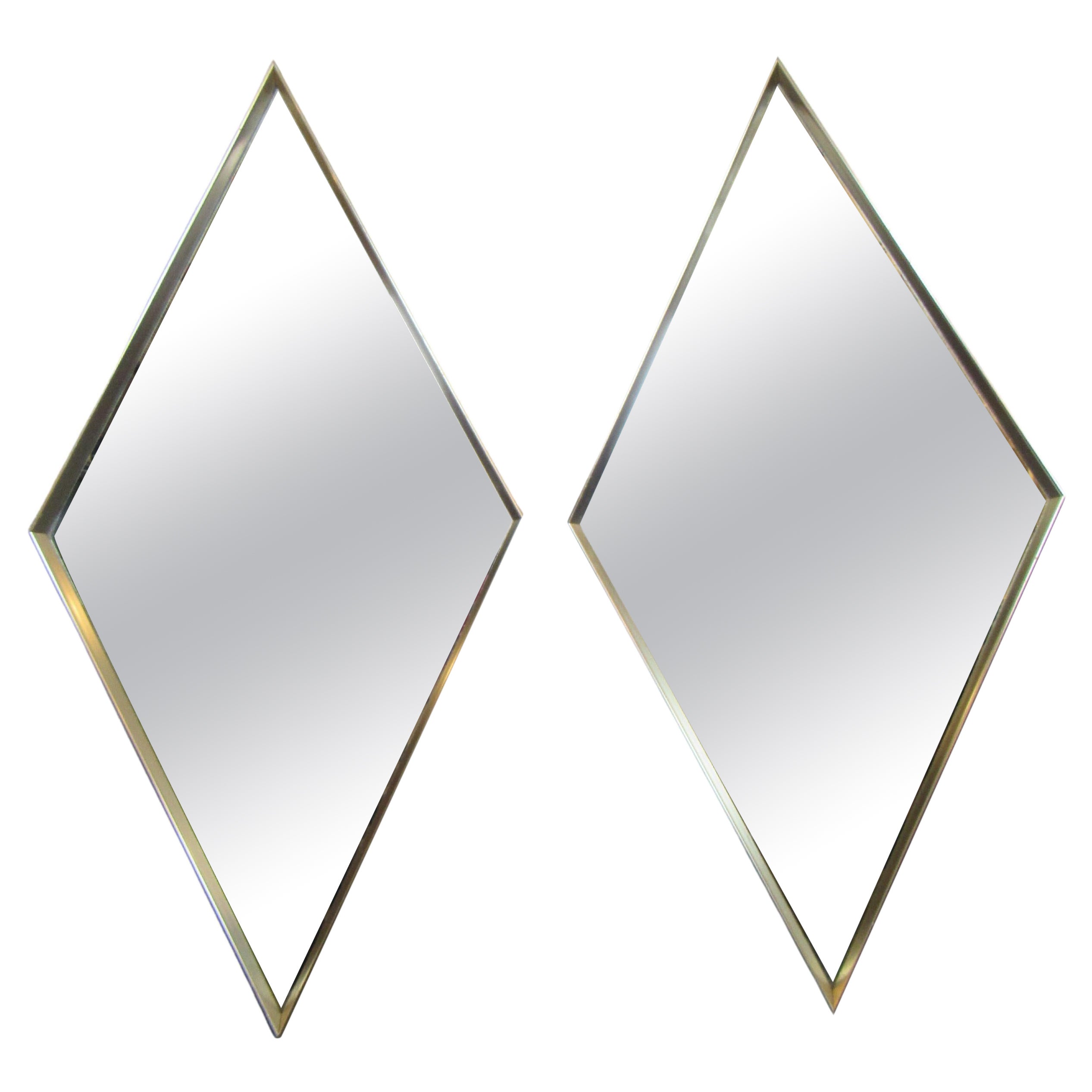 Diamond-Shaped Mid-Century Wall Mirror For Sale