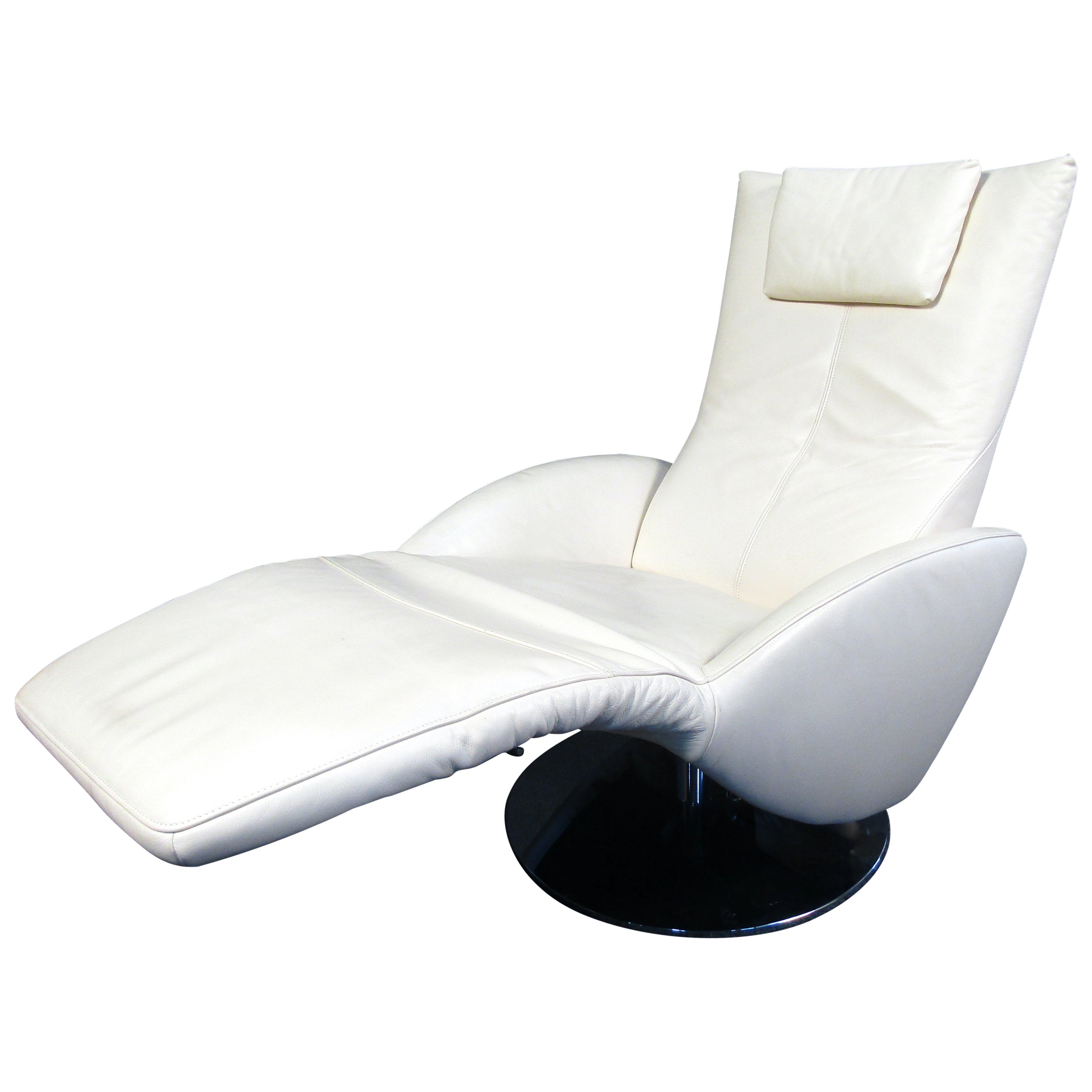 Modern Leather Armchair by FSM For Sale