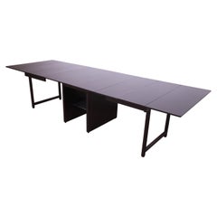 Table de salle à manger à rallonge laquée noire Edward Wormley pour Dunbar, revernie