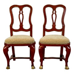 Pair of Carved and Painted Baroque Side Chairs