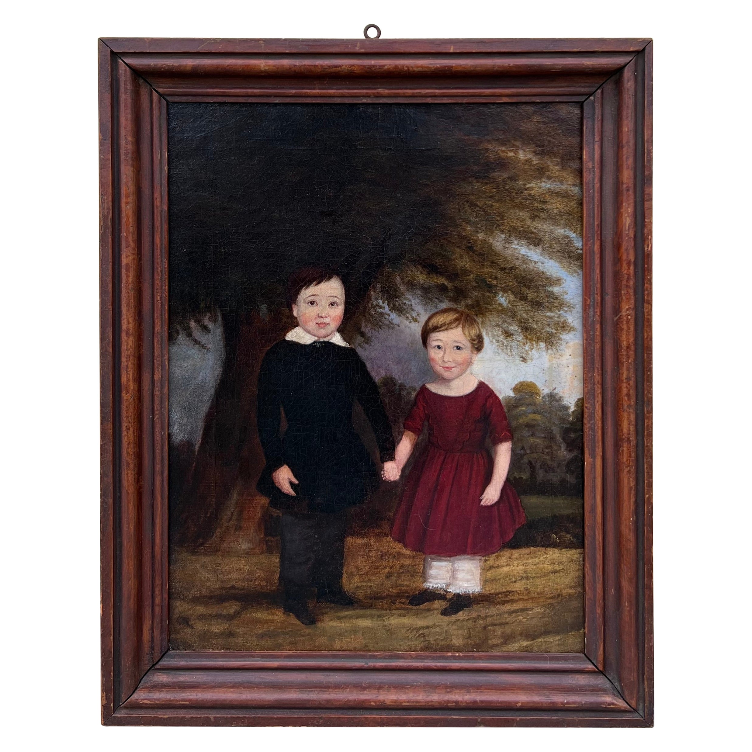 Early 19th Century English Naive School Painting of Children