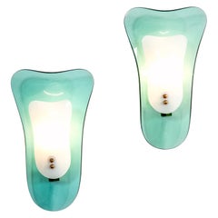 20th Century Cristal Arte Wall Lights in Glass, Opaline Glass and Brass '50s