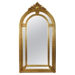 Ornate Tall Louis XV Style Arched Giltwood Mirror