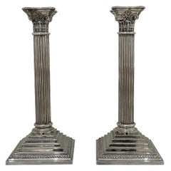 Vintage 20th Century American Pair of Silver-Plated Metal Candle Holders by Godinger