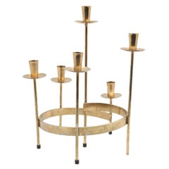 Candelero sueco de metal de Ystad del siglo XX, soporte dorado de Gunnar Ander