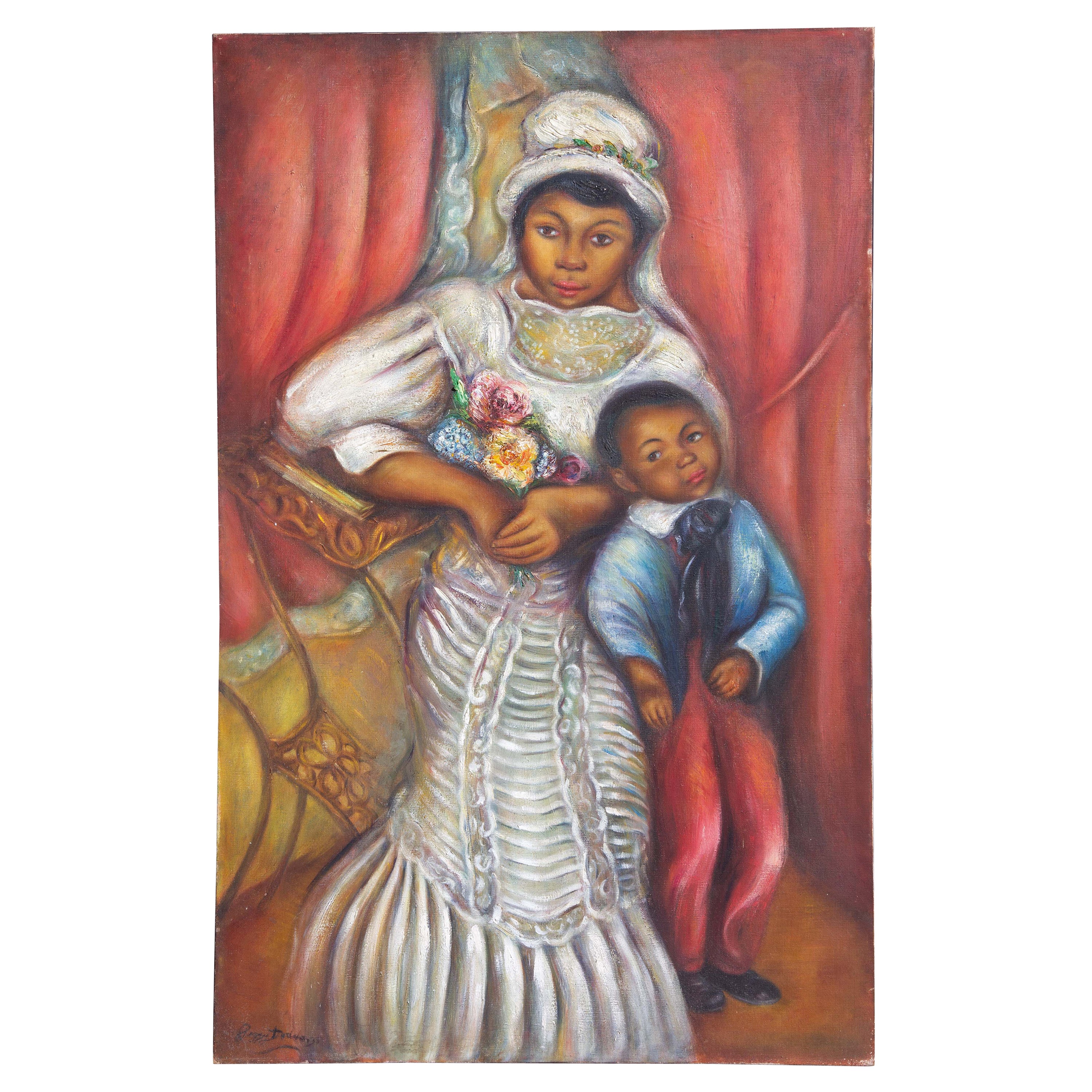 African American Mother and Child by Peggy Dodds Circa 1940's For Sale