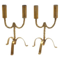 Pareja de candelabros suecos de hierro forjado del siglo XX - Candelabros Vintage