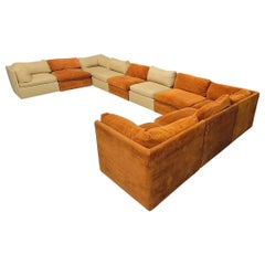 Milo Baughman's Iconic "Cubo" or "Modular" Sectional with Ten Pieces