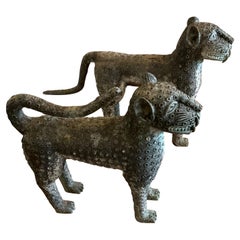 Antique Mid 20th Century Bronze Leopard