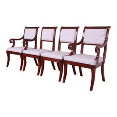 Baker Furniture Regency Mahogany and Ebonized Greek Key Dining Chairs, Set of 4