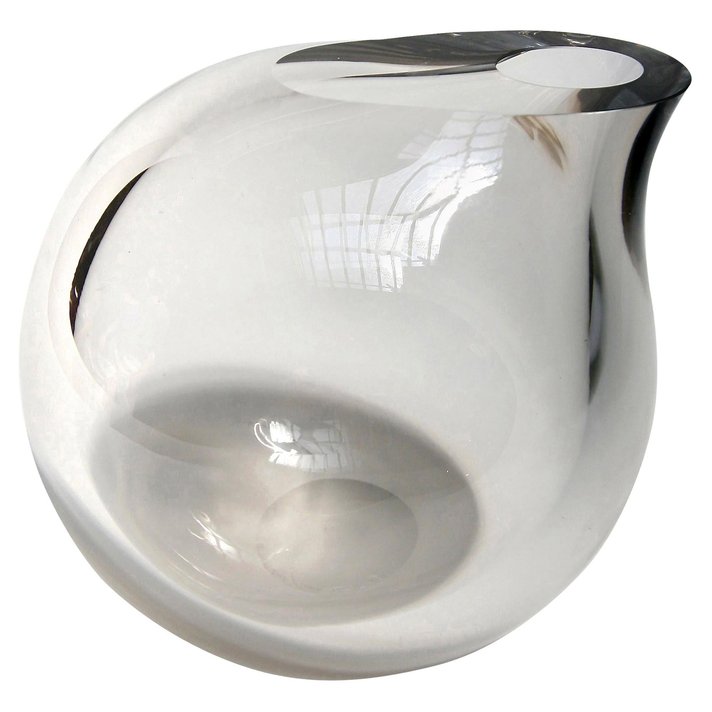Anna Torfs Small Vaza Glass Vase or Sculpture in Smoke For Sale