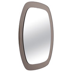 Cristal Art Midcentury Oval Italian Wall Mirror with Bronzed Glass Frame, 1960s