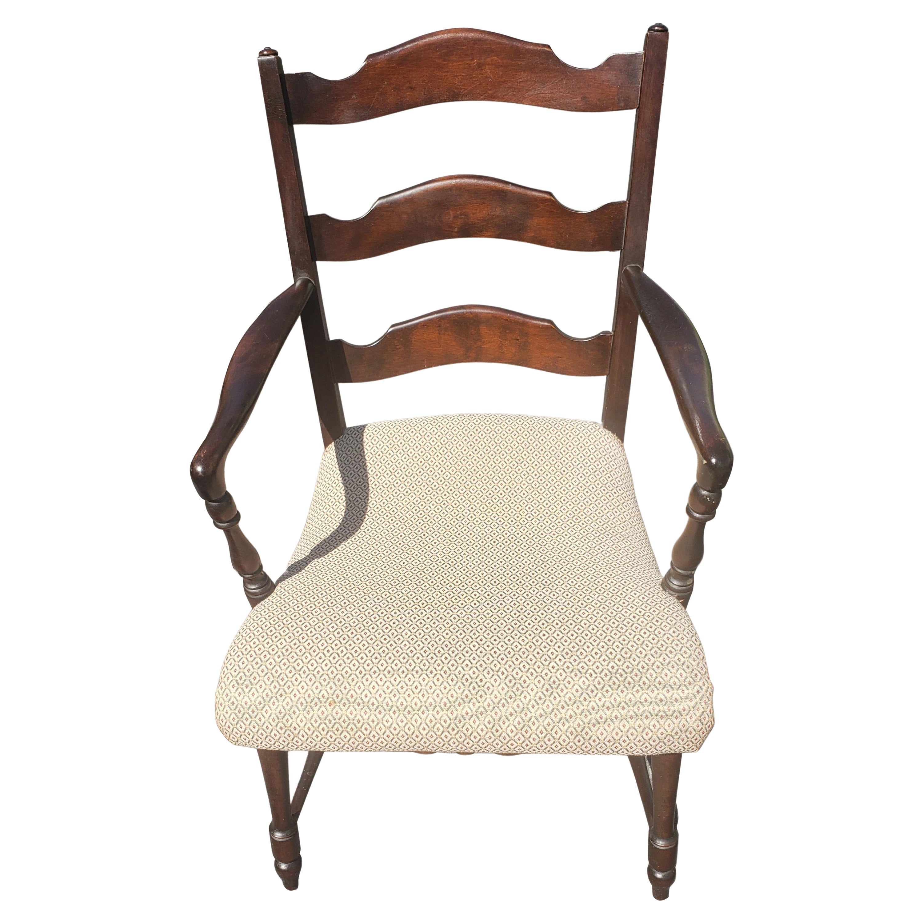 Exquisite Antique Mahogany Elongated Seat Upholstered Armchair, Circa 1920s For Sale