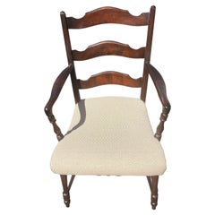 Exquisite Antique Mahogany Elongated Seat Upholstered Armchair, Circa 1920s