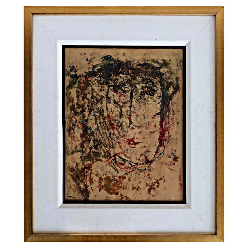 Angel Botello Abstract Oil Painting on Board, Latin Artist For Sale at ...