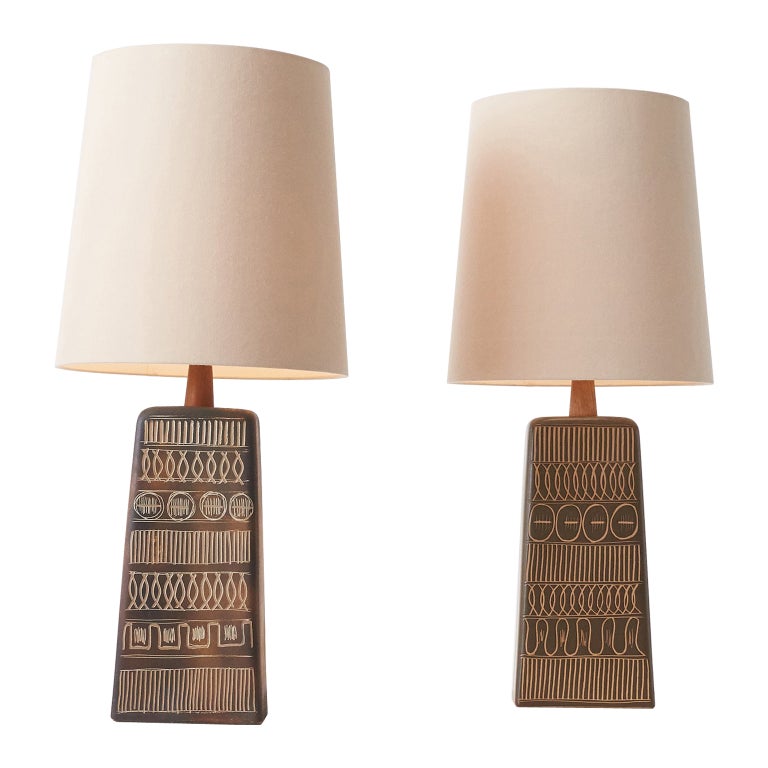 Pair of Martz Table Lamps with Beautiful New Shades For Sale