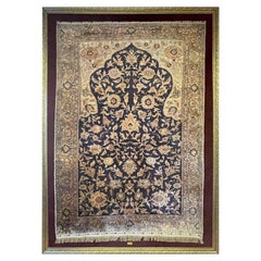 Rare Framed Antique Turkish Silk Kumkapi circa 1880 Art Rug