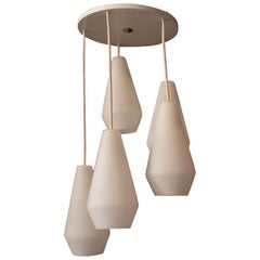 Lámpara colgante de cristal esmerilado Mid Century Modern Multi-Light by Lightolier